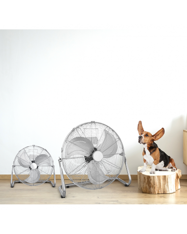 Ventilador de suelo 57cm de metal acabado en cromo 114W