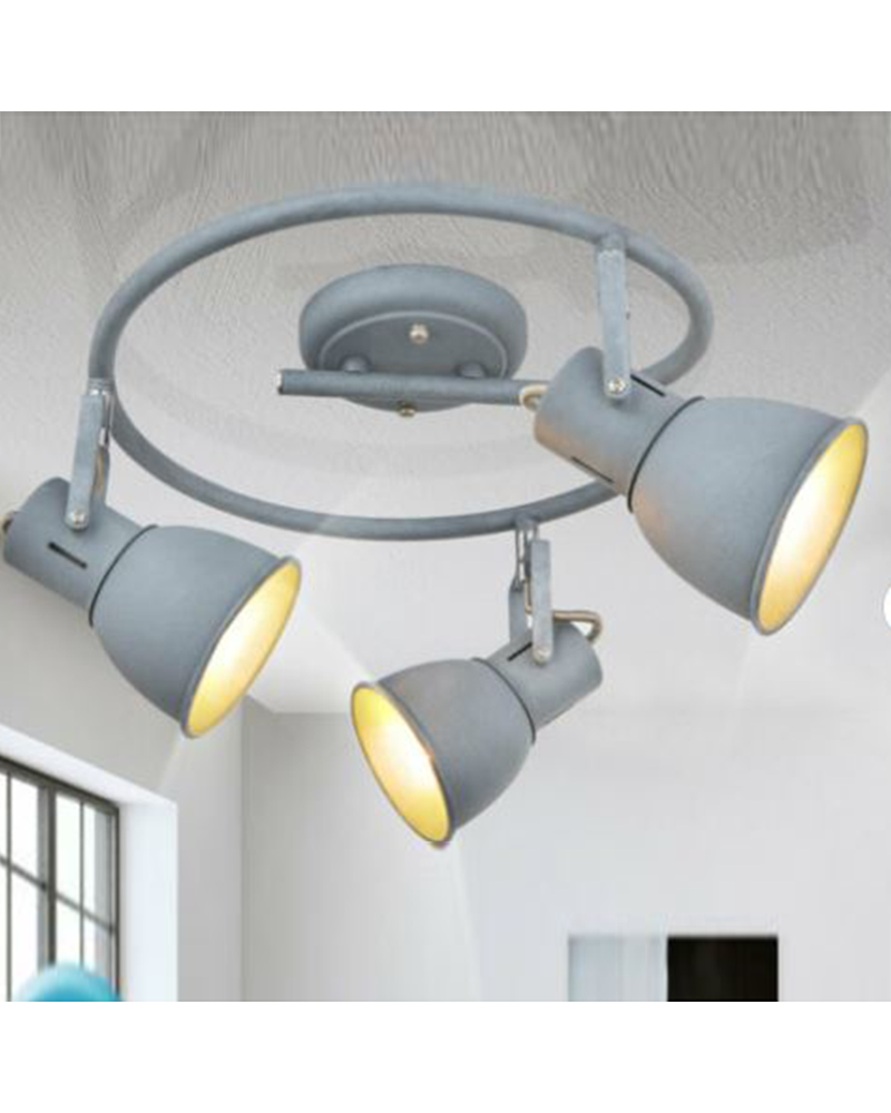 Circular ceiling light 30cm 3 metal spotlights gray finish E14 40W