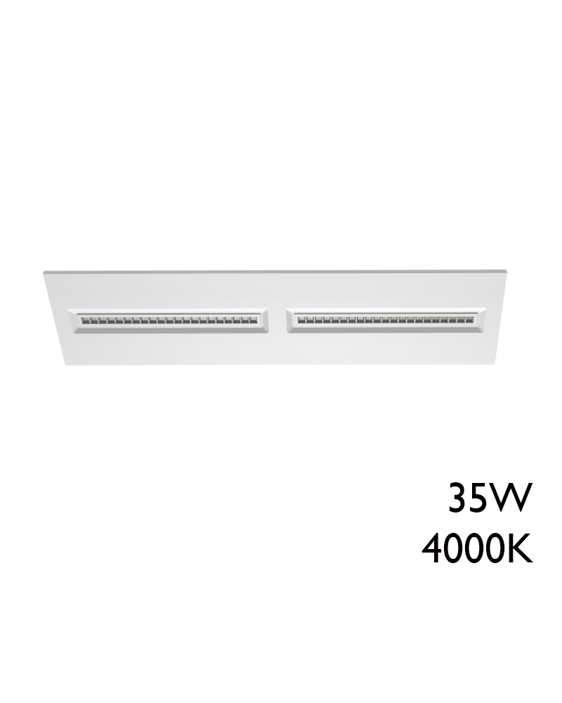 White finish aluminum recessed LED panel 35W 30x120cm + 50,000h