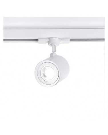 Foco de rail cilindro liso 7,7cm zamak y aluminio regulable GU10 trifásica