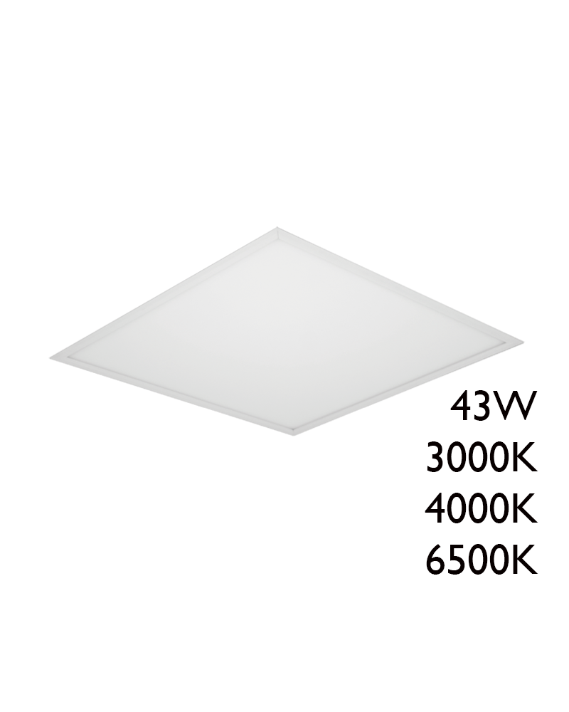 Panel LED de empotrar de acero acabado blanco 43W 60x60cm +25.000h IP40