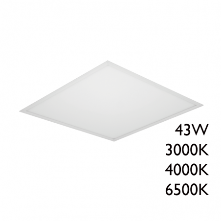 LED recessed steel panel white finish 43W 60x60cm + 25.000h IP40