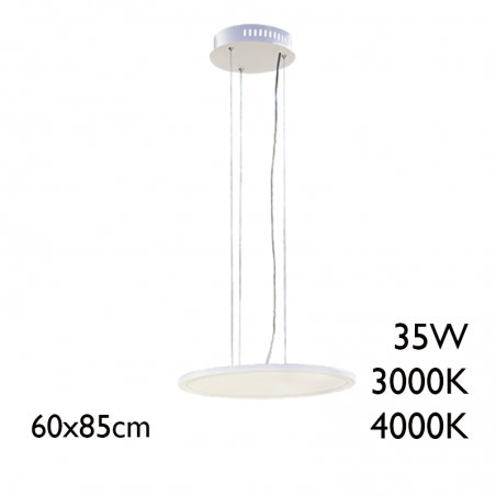 Lámpara colgante extensible 35W LED 60x85cm acero acabado blanco +40.000h