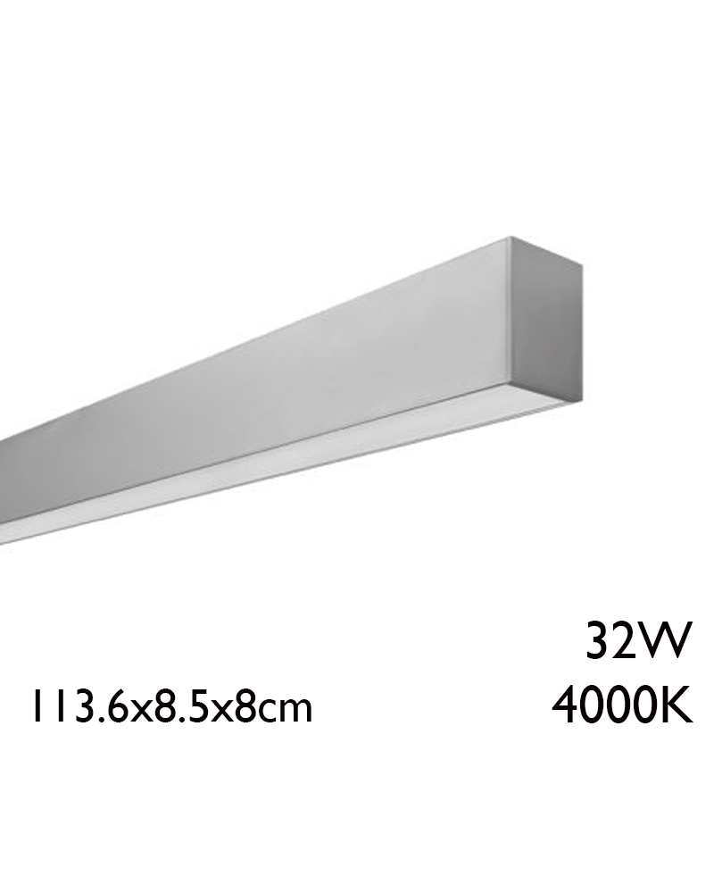 Panel LED de superficie de aluminio 32W 113,6cm 4000K +50.000h