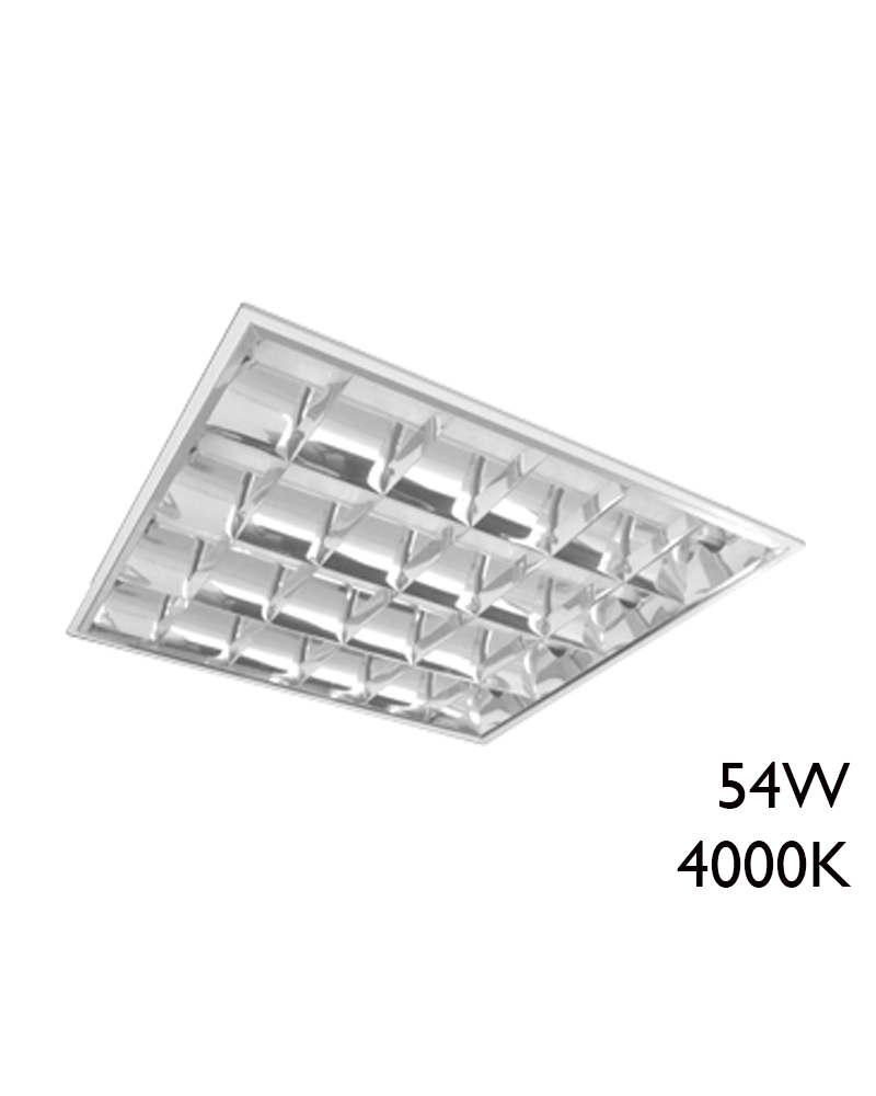 LED recessed steel panel with white finish and aluminum reflector 54W 60x60cm + 50,000h IP65