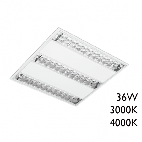 36W white finish steel recessed LED panel 60x60cm + 50,000h