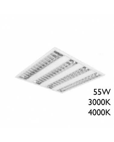 White finish steel recessed LED panel 55W 60x60cm + 50,000h