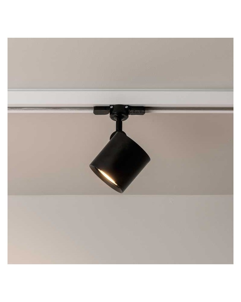 GU10 zamak and aluminum smooth cylinder rail spotlight adjustable three-phase 7.7cm