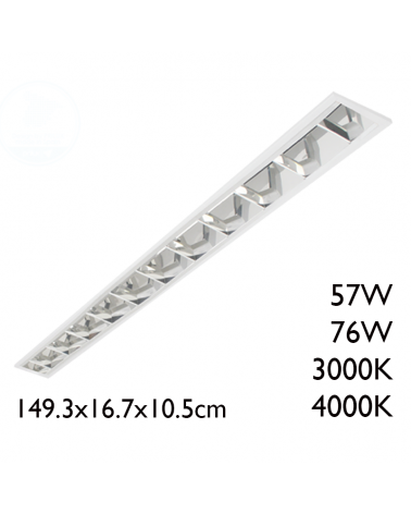 Panel LED de empotrar de acero acabado blanco y reflector de aluminio 149,3x 16,7cm +50.000h