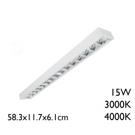 Panel LED de superficie de acero acabado blanco 15W 58,3x11,7cm +50.000h