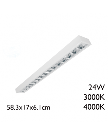 Panel LED de superficie de acero acabado blanco 24W 58,3x17cm +50.000h