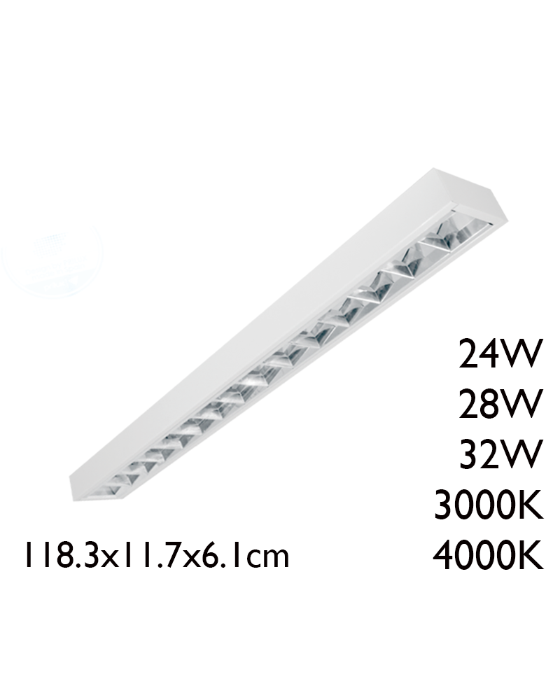 White finished steel surface LED panel 118.3x11.7cm + 50,000h