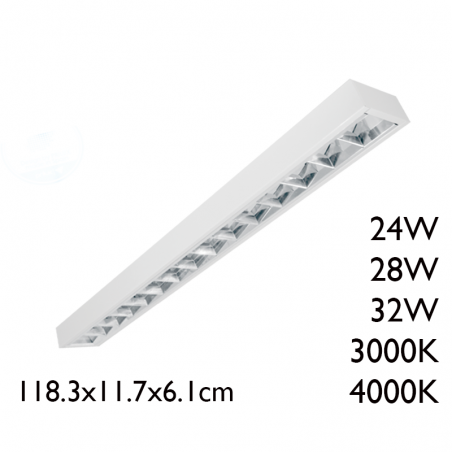 Panel LED de superficie de acero acabado blanco 118,3x11,7cm +50.000h