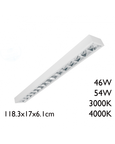 Panel LED de superficie de acero acabado blanco 118,3x17cm +50.000h