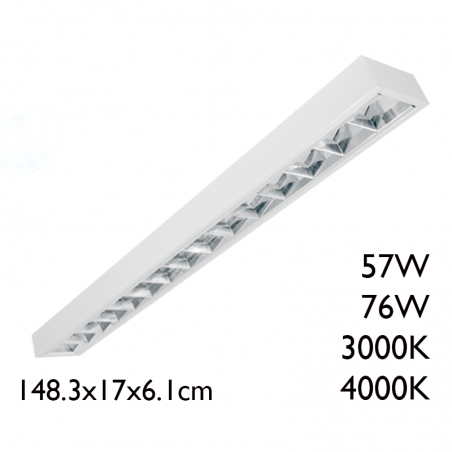 Panel LED de superficie de acero acabado blanco 148,3x17cm +50.000h