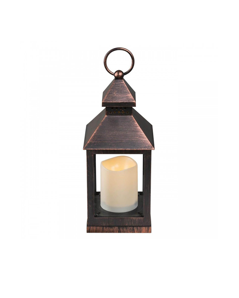 Decorative portable lantern 28cm copper finish