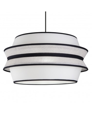 Pendant ceiling lamp lampshade 40x30cm oriental style beige, white and black finish 60W E27