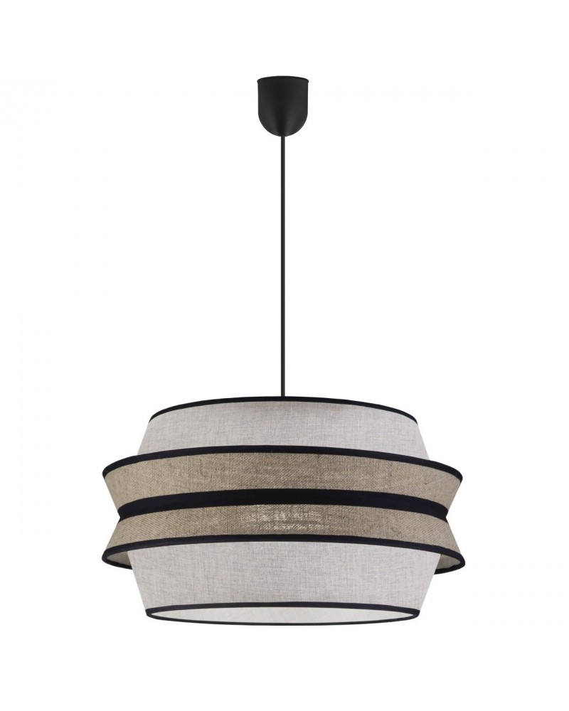Hanging ceiling lamp lampshade 40x30cm oriental style cona mink, tan and black finish 60W E27