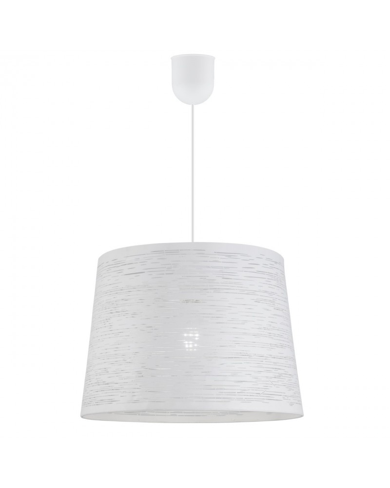 Lámpara de techo 35cm pantalla metal blanca huecos lineas 60W E27