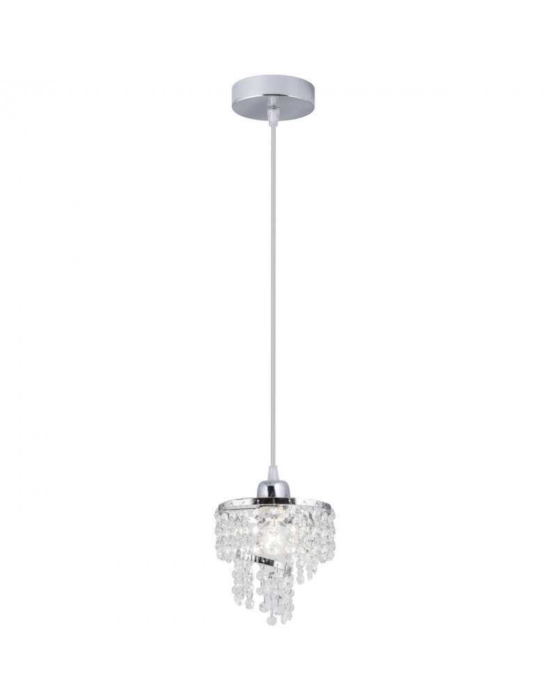 Chrome ceiling lamp with spiral crystal tears 60W E14