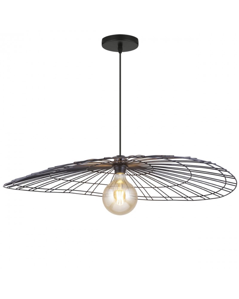 Ceiling lamp 80cm with black metal lampshade 60W E27