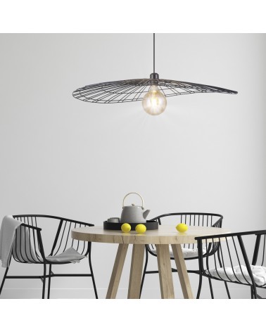 Ceiling lamp 80cm with black metal lampshade 60W E27