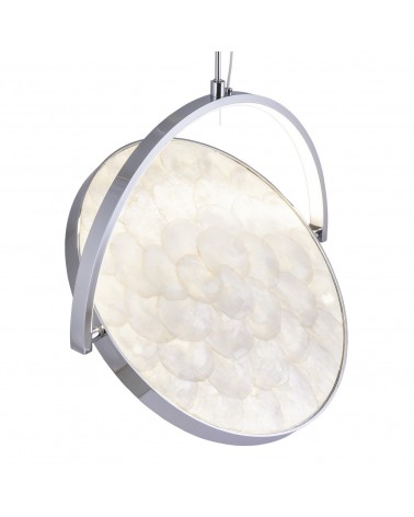 Round pendant lamp 40cm 360º oscillating finished in chrome and mother-of-pearl 35W LED 350Lm 4000K