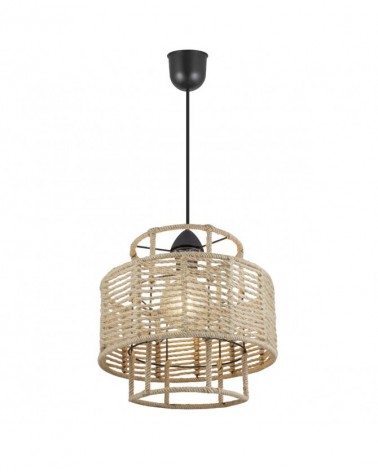 Lamp two widths metal structure with rope 60W E27