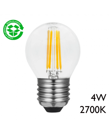 Golf ball bulb 45 mm. LED filaments E27 4W 2700K 470Lm.