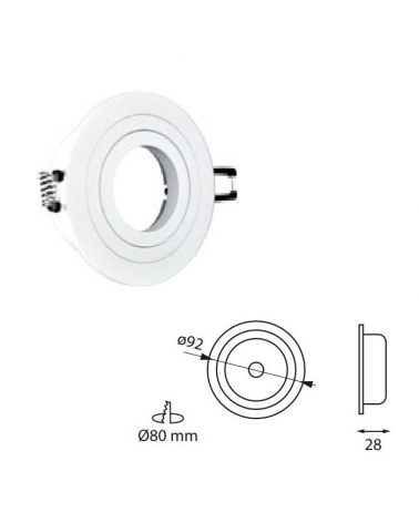 Aro empotrable aluminio redondo blanco basculante GU10.