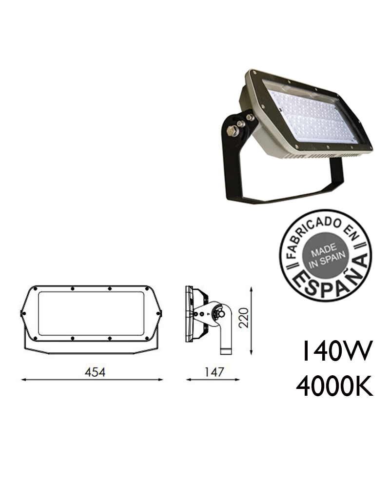 Industrial outdoor projector 140W 120 leds IP66 4000K + 100,000h