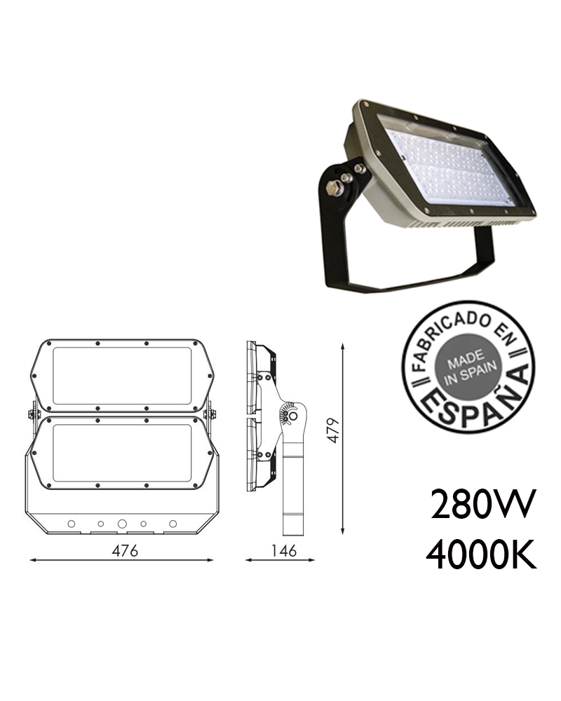 Industrial outdoor projector 280W 240 leds IP66 4000K + 100,000h