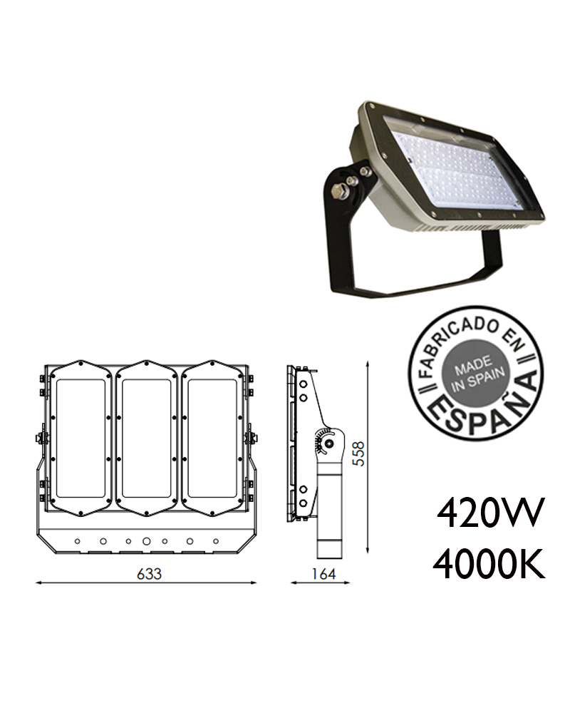 Industrial outdoor projector 420W 360 leds IP66 4000K + 100,000h