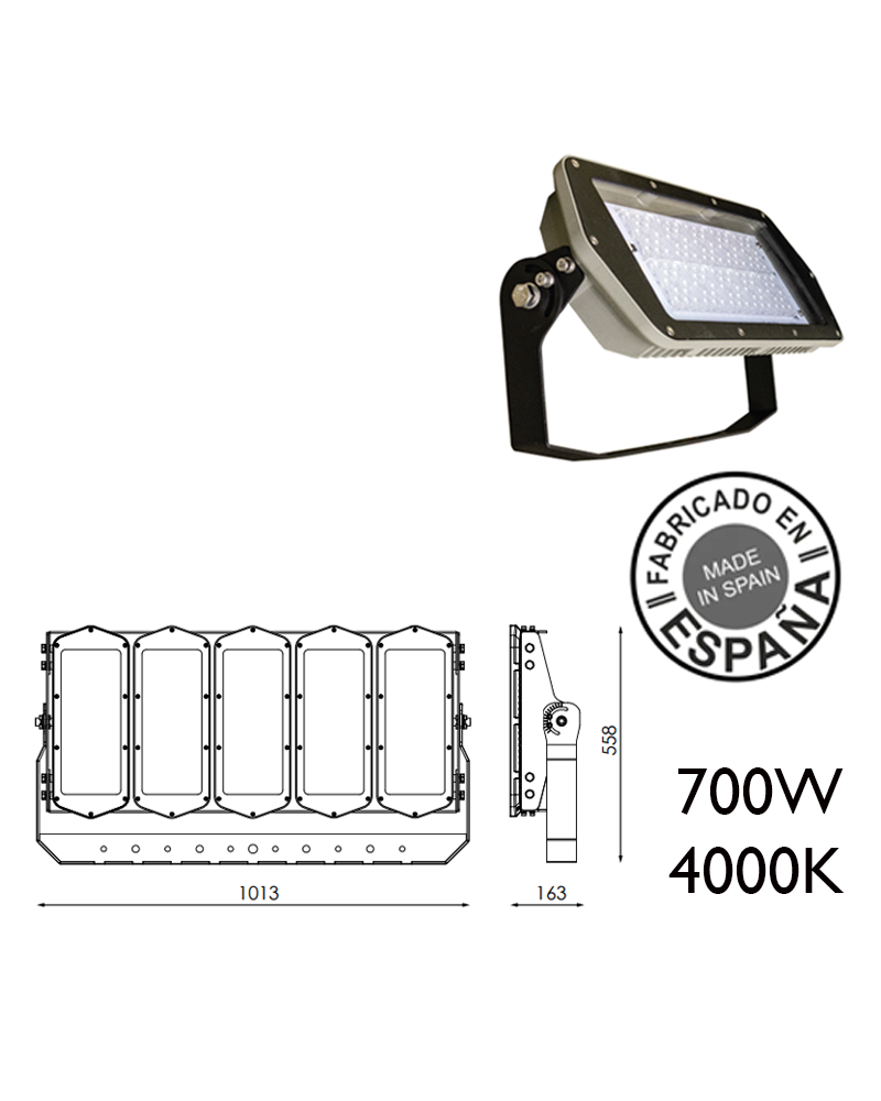 Industrial outdoor projector 700W 600 leds IP66 4000K + 100,000h