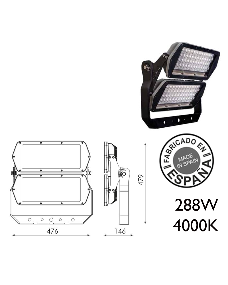Industrial outdoor projector 288W 96 leds IP66 4000K + 200,000h