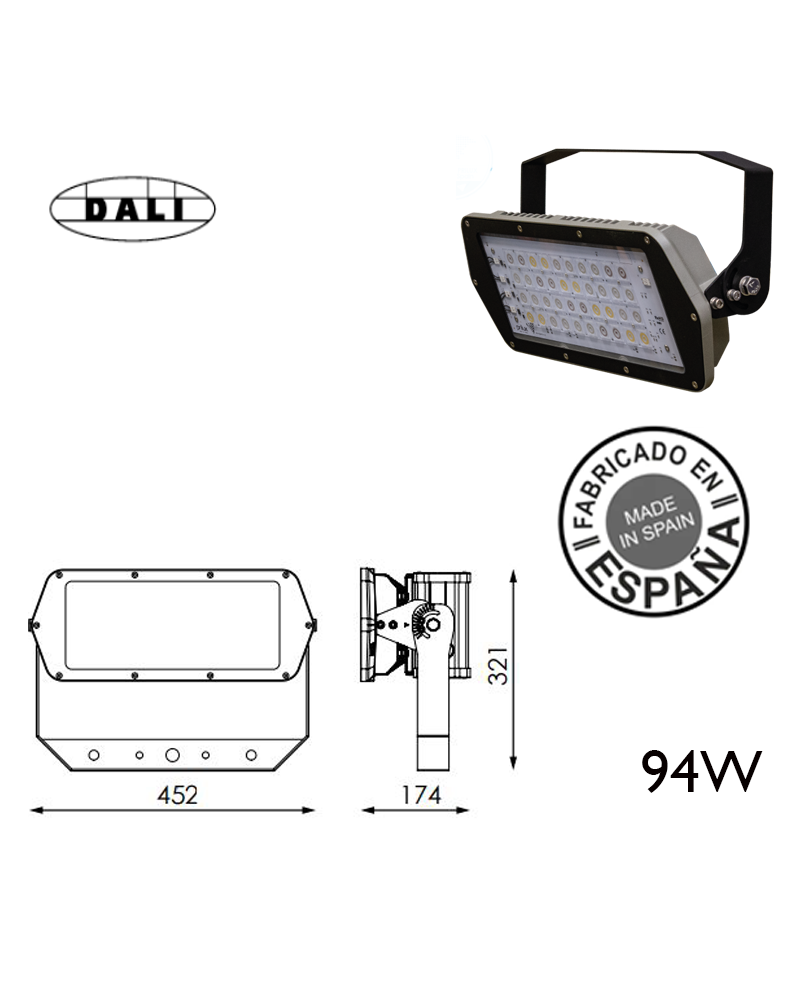 Industrial outdoor projector 94W 40 leds IP66 + 50,000h