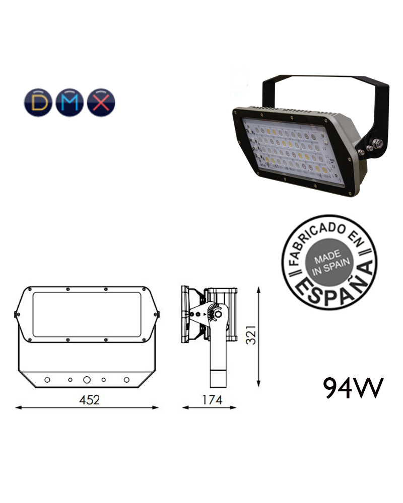Industrial outdoor projector 94W 40 leds IP66 + 50,000h