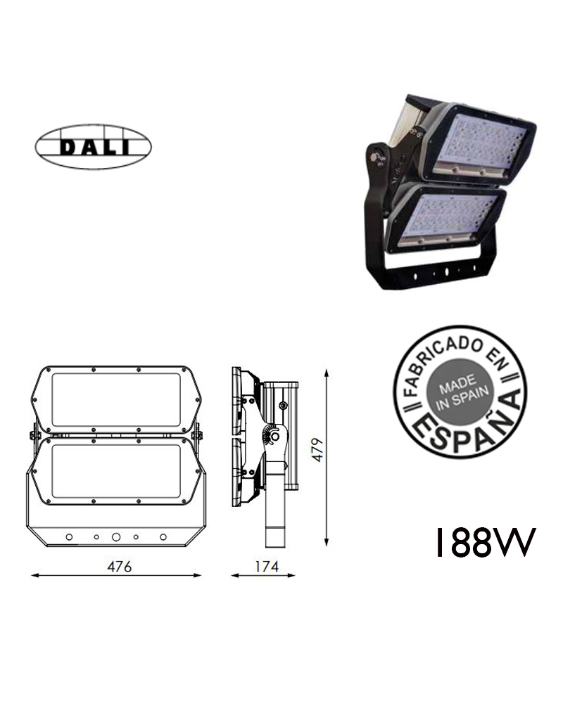 Industrial outdoor projector 188W 80 leds IP66 + 50,000h