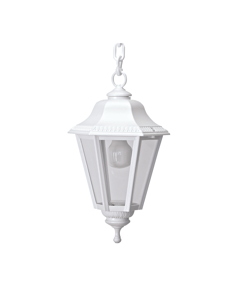 Classic lantern outdoor pendant lamp IP44 15W E27 high 65cm with UV resistant beveled polycarbonate diffuser