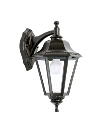 Classic outdoor wall light IP44 15W E27 high 40cm with head down decorated arm