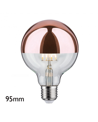 Globe bulb 95 mm. Dome Mirror Copper LED filaments E27 7.5W 2700K 680Lm.