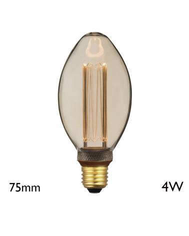 Bombilla Vintage Ámbar 75 mm filamentos LED E27 4W 2000K 200 Lm