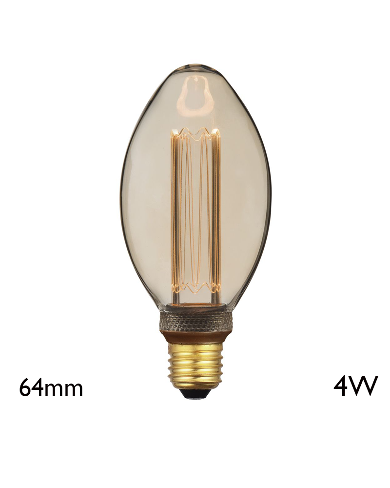 Bombilla Vintage Antorcha Ámbar 64 mm filamentos LED E27 4W 2000K 200 Lm