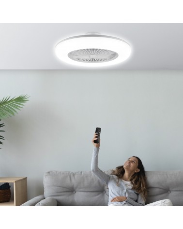 White finish acrylic ceiling fan 55cm LED 36W 3000-6000K