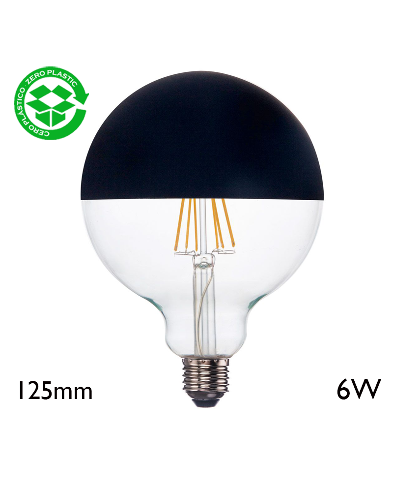 Globe Bulb 125 mm Black Dome LED filaments E27 6W 2700K 750Lm