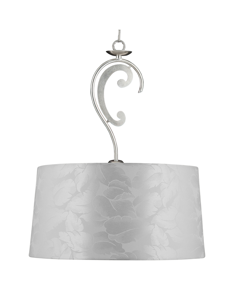 Pendant lamp with E27 silver finish lampshade 40cms diameter