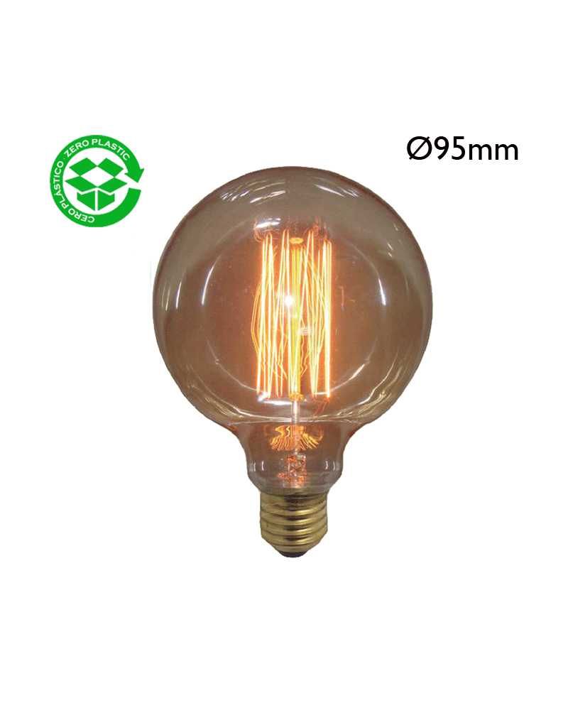 Globe bulb 95mm carbon filament 40W E27 with multiple filaments