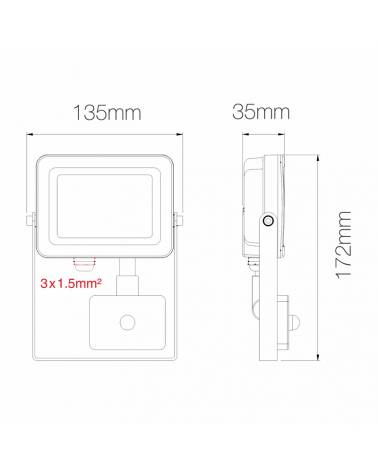 10W outdoor projector with motion sensor 12,1cm