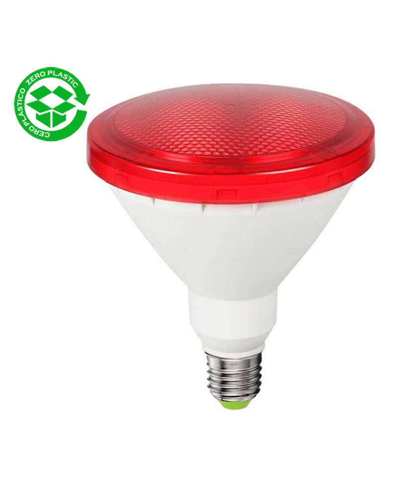 Bombilla PAR38 LED 15W roja IP64 rosca E27 1200Lm.
