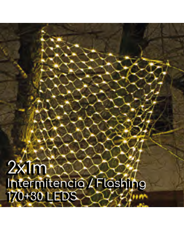 LED connectable net lights 2X1m black cable with 200 flashing LEDs IP65 suitable for outdoor